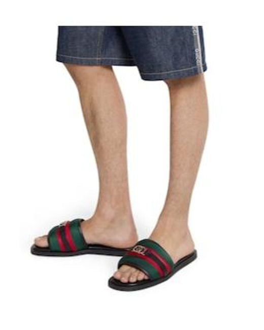 Gucci Multicolor Interlocking G Slide Sandals for men