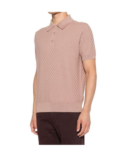 Brioni Pink Short-Sleeved Polo Shirt for men