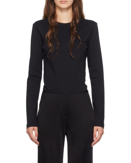 Helmut Lang Black Round Collar And Long-Sleeved T-Shirt