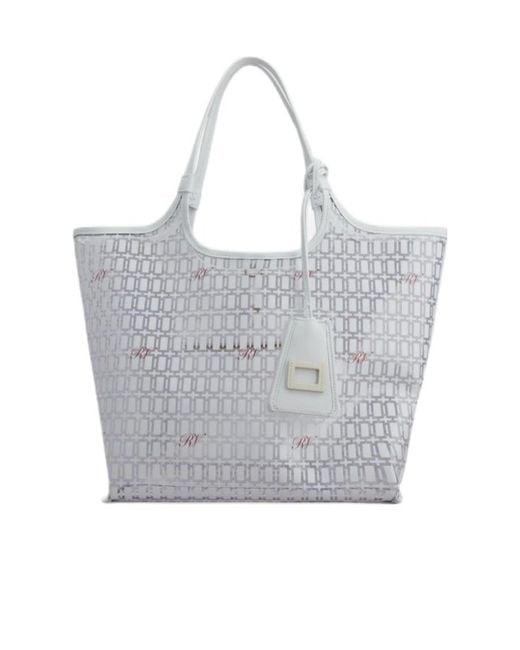 Roger Vivier Gray Geometric-Printed Tote Bag