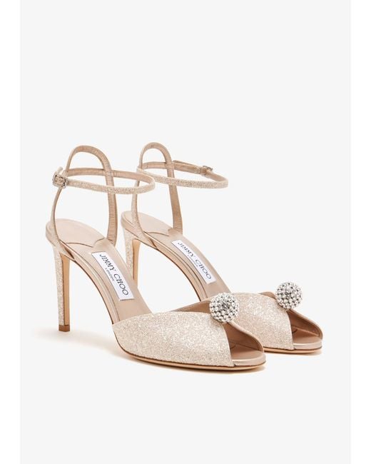 Jimmy Choo White Round-Toe High-Heeled Sandals