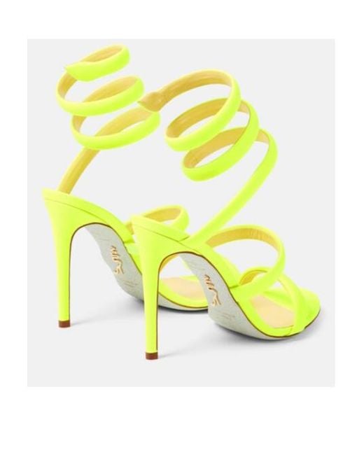 Rene Caovilla Yellow Cleo Leather Sandals