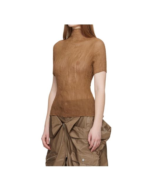 Issey Miyake Brown Twisted Turtleneck Cover-Up