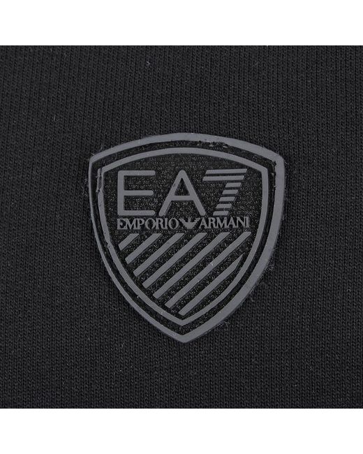 EA7 Black Logo Round Neck Sweater for men