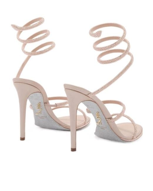 Rene Caovilla White Cleo Crystal-Embellished Sandals