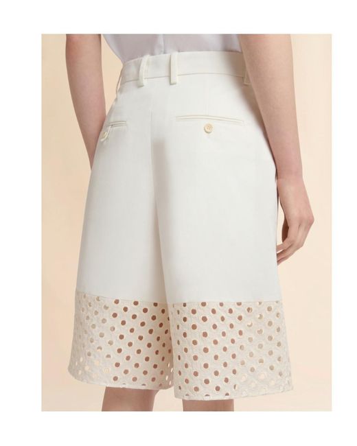Marni White Broderie Hem Bermuda Shorts