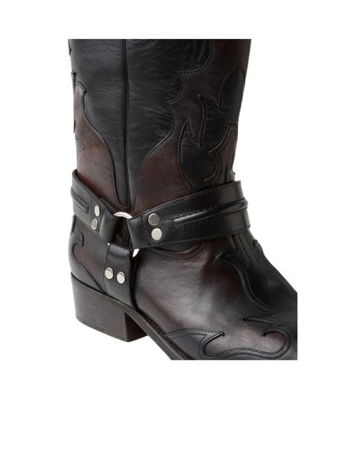 Versace Black Sylvester Harness Western Boots for men