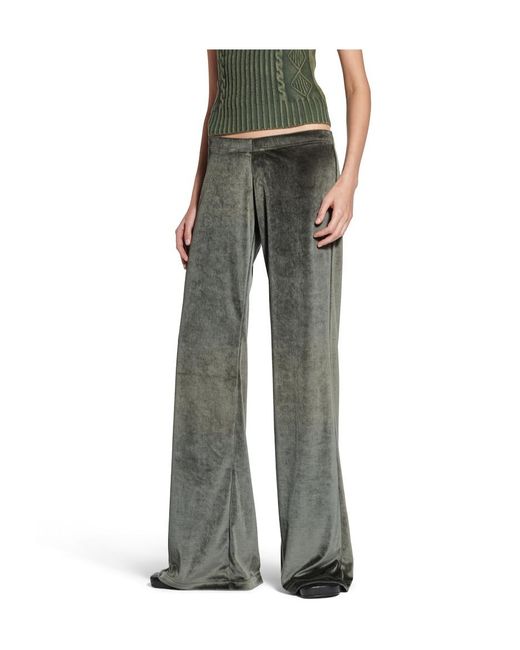Balenciaga Gray Velvet Flared-Leg Pants