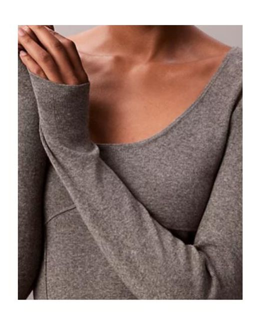 Calvin Klein Gray Fitted Midi Dress