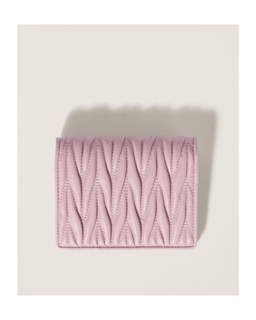 Miu Miu Pink Small Matelassé Nappa Leather Wallet