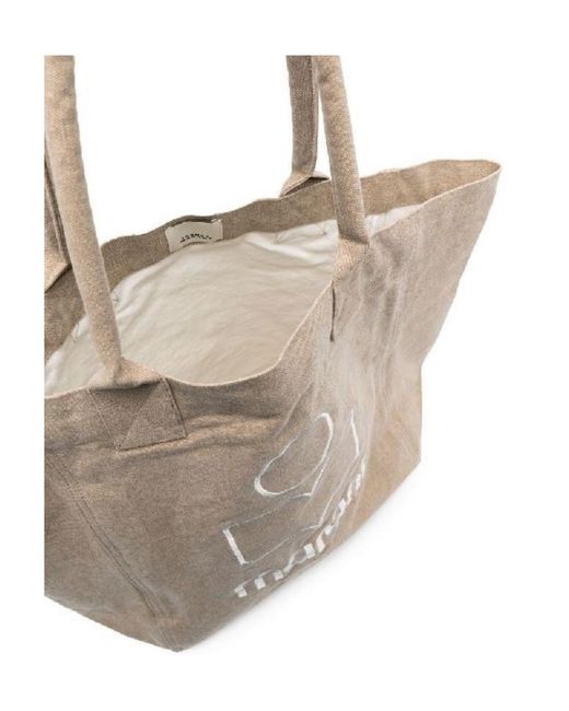 Isabel Marant Natural Yenky Logo-Embroidered Cotton Tote Bag