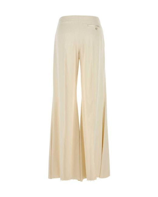 McQueen Natural Satin Wide-Leg Trousers