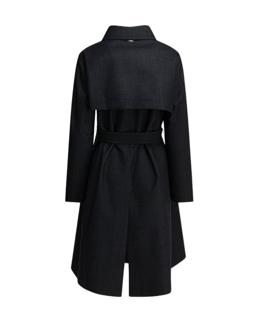 Herno Black Double-Breasted Belted Coat