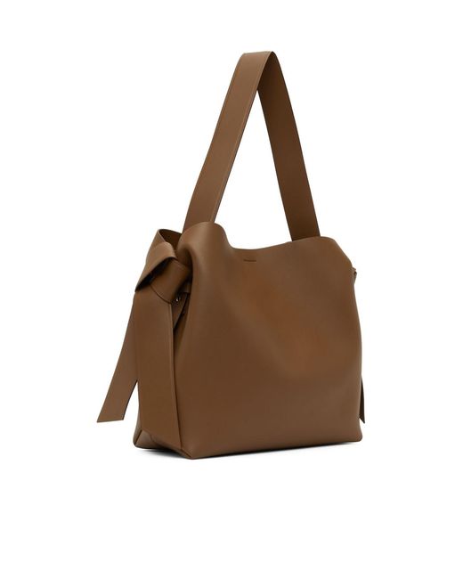 Acne Brown Logo Detailed Midi Shoulder Bag