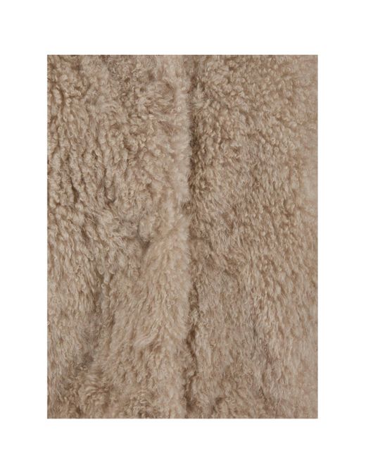 Yves Salomon Brown Long-Haired Cropped Coat