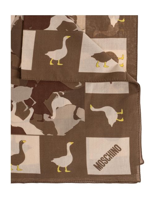 Moschino Brown Duck Print Scarf for men
