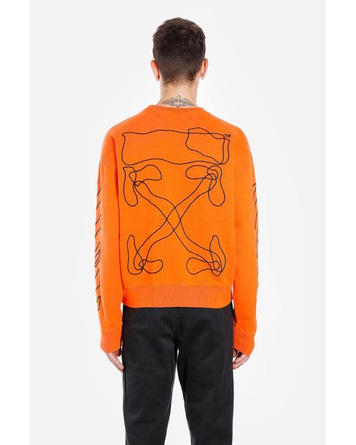 Off-White c/o Virgil Abloh Orange Abstract Arrow Embroidered Sweater for men