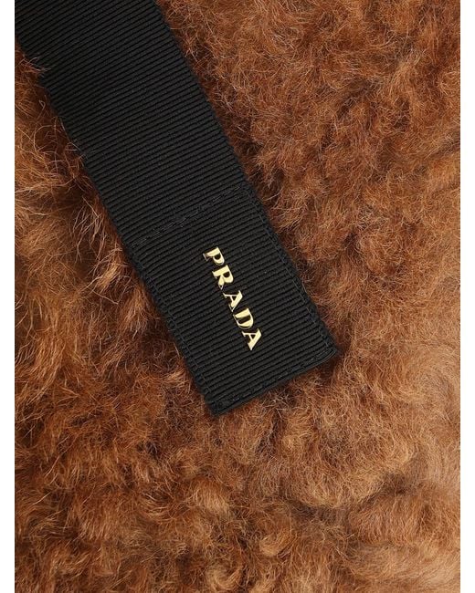 Prada White Shearling-Bow Scarf