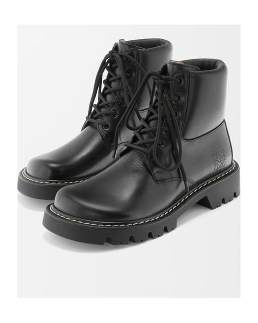 Loewe Black Sierra Combat Ankle Boots for men