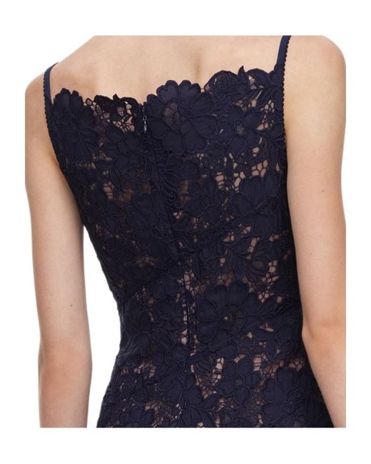 Self-Portrait Blue Spiral Lace Midi Dress