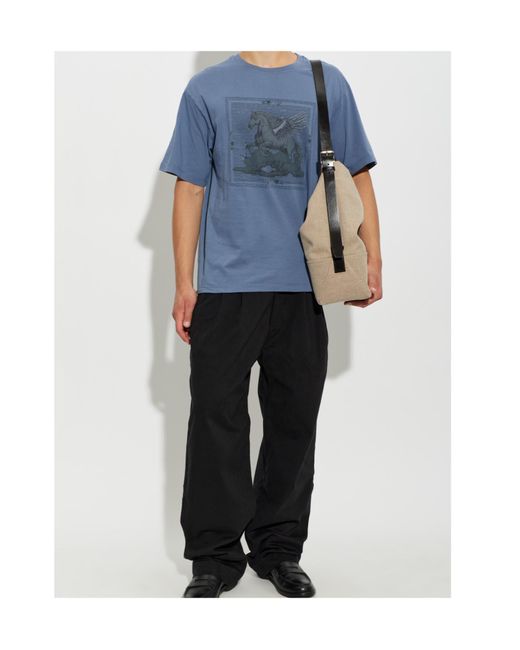 Etro Blue Pegasus-Print T-Shirt for men