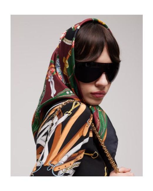 Gucci Black 'Salon Privé' Printed Silk Carré