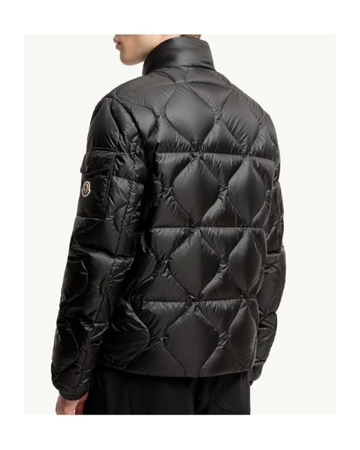 Moncler Gray Asurel Geometric Quilted Short Down Jacket for men