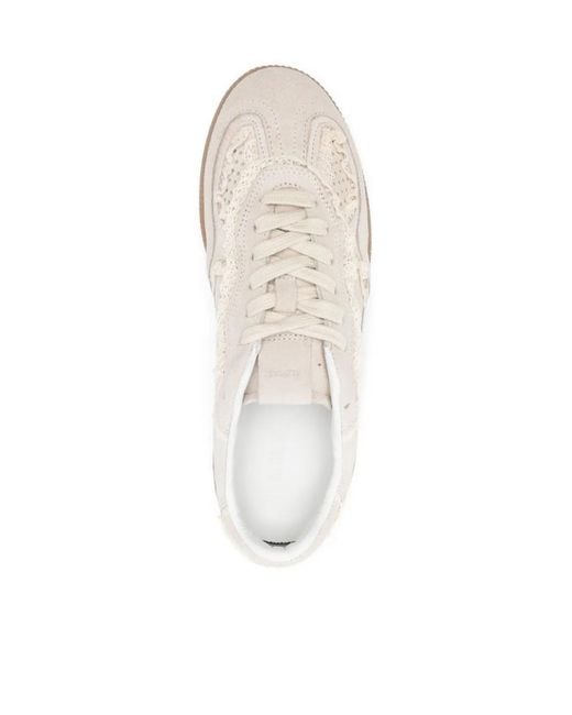 Alohas White Crochet Trim Lace-Up Sneakers