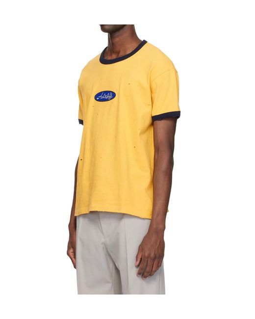 ANDERSSON BELL Yellow Logo Patch Crew Neck T-Shirt for men