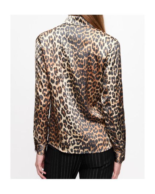 Ganni Multicolor Leopard Printed Long-Sleeved Shirt