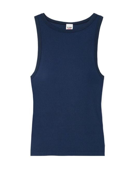 Re/done Blue X Hanes Ribbed Stretch-Modal Tank