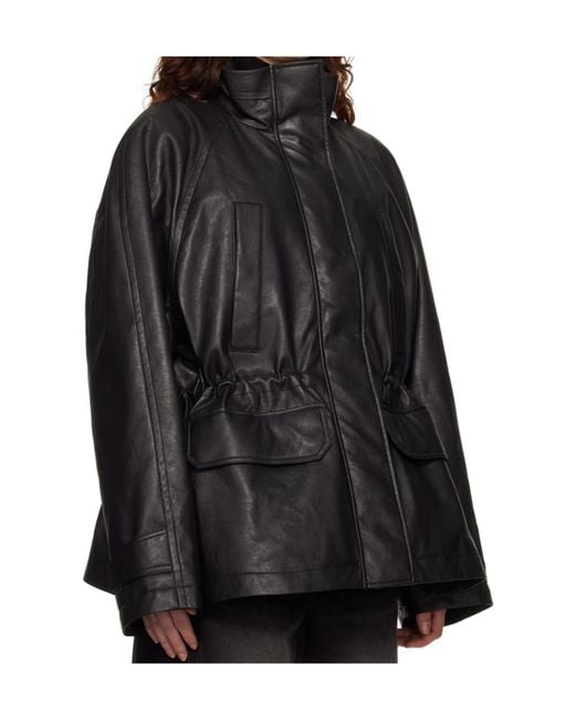 Juun.J Black Faux-Leather Jacket