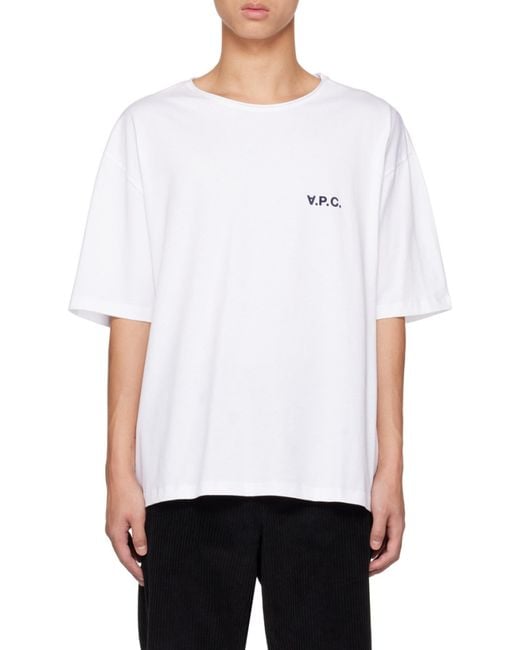 A.P.C. White Logo-Printed Crewneck T-Shirt for men