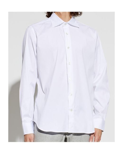 Eleventy White Spread-Collar Shirt for men