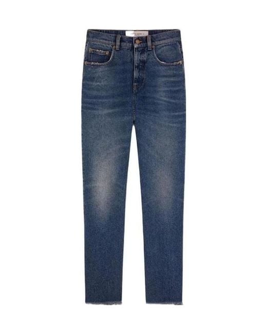 Golden Goose Deluxe Brand Blue Logo Patch Cropped Jeans