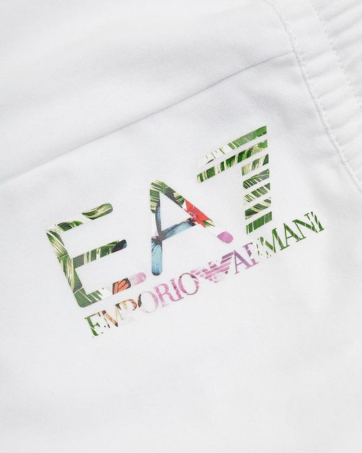 EA7 White Logo Printed Sweatpants for men