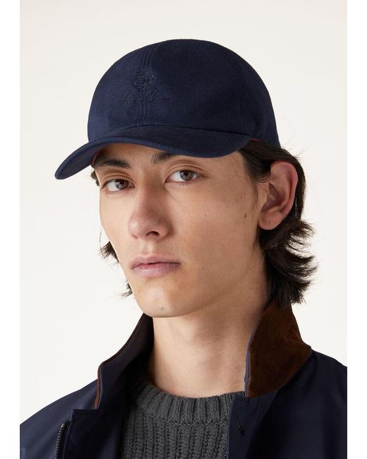 Loro Piana Blue Logo Embroidered Baseball Cap for men