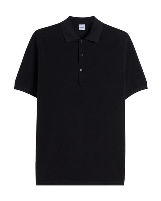 Aspesi Black Short-Sleeve Polo Shirt for men