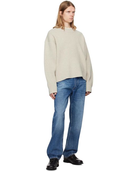 Studio Nicholson Blue Riso Logo Patch Straight Leg Jeans for men