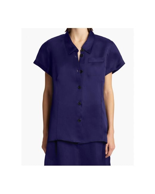 Khaite Blue Keefe Button-Up Blouse