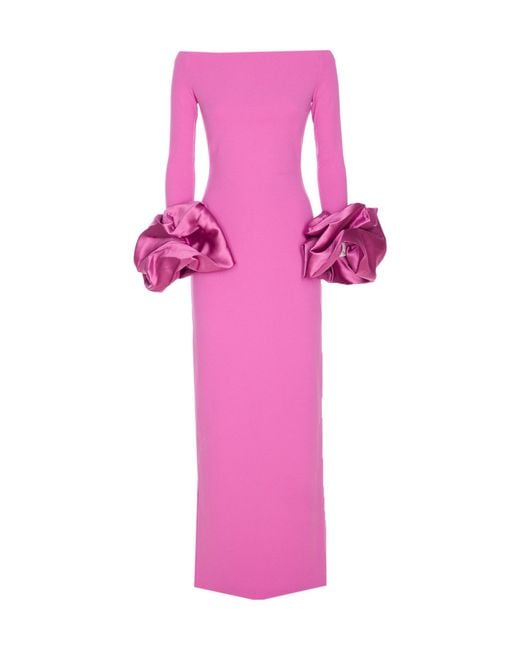 Solace London Pink London Ruffled Sleeve Long Dress