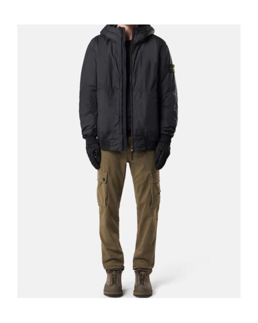 Stone Island Blue Logo Patch Zip-Up Hooded Jacket for men