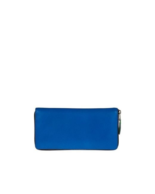 Comme des Garçons Blue Zip Around Wallet