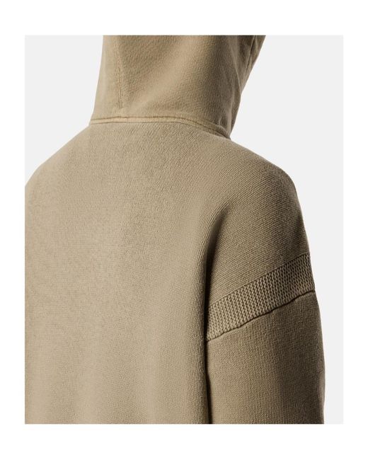 Stone Island Natural Loose-Fit Hooded Half-Zip Sweatshirt With Knit Panels for men