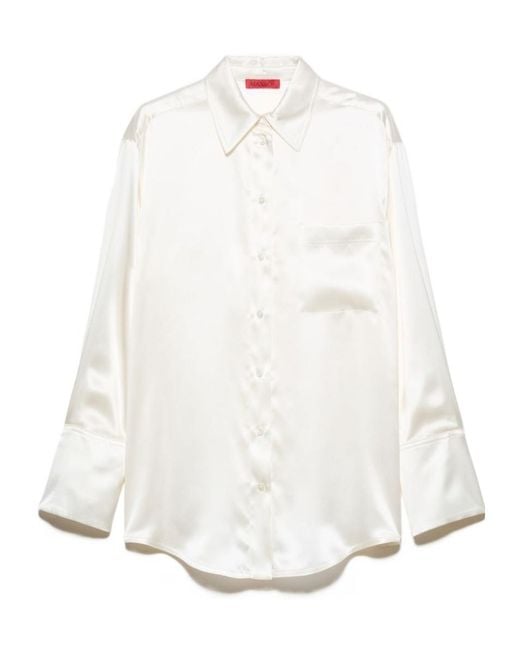 MAX&Co. White Silk-Satin Shirt