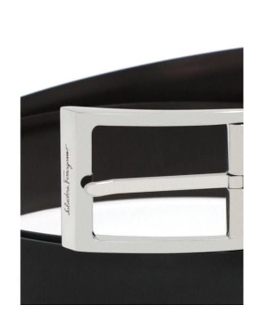 Ferragamo Black Logo Buckle Belt
