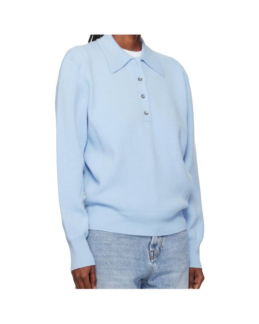 Rohe Blue Polo-Collar Knitted Sweater