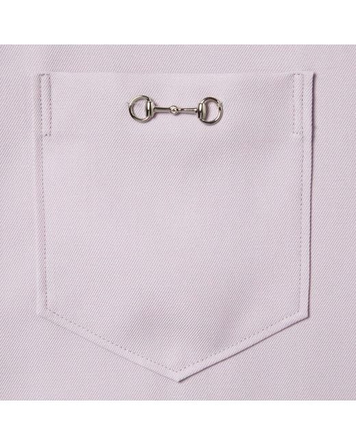 Gucci Purple Gabardine Collared Long-Sleeve Shirt for men