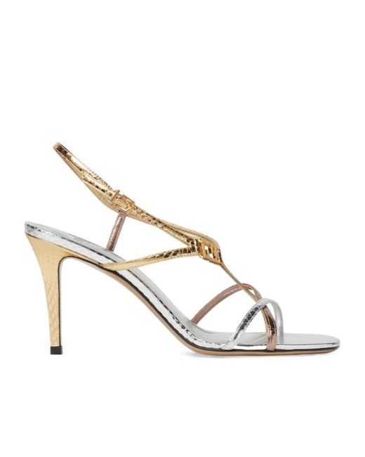 Fendi Metallic Ffold High-Heeled Strappy Sandals