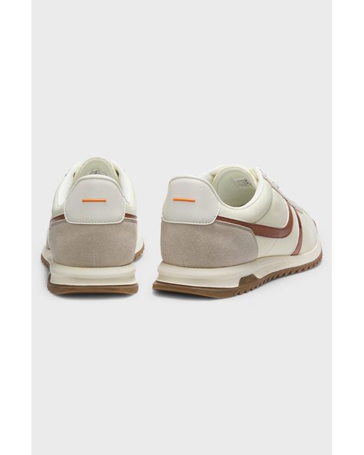 Boss White Panelled Low-Top Sneakers for men